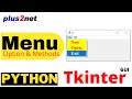 Tkinter menu with options & methods to add checkbox radio buttons items with tearoff and separators