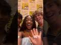 The PJO trio at San Diego Comic Con #percyjackson #walkerscobell #leahsavajeffries #aryansimhadri