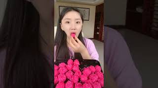 Beautiful girl eat red candy mukbang asmr