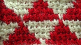 Тунисский жаккард без протяжек Tunisian crochet stitches 33