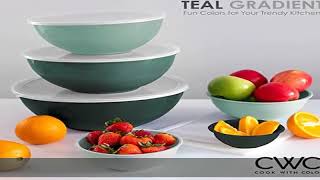 COOK WITH COLOR Mixing Bowls with Lids - 12 Piece Plastic Nesting Bowls Set includes 6 Prep Bowls a