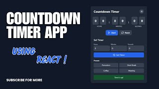 Create a Countdown Timer App Using React JS | Step-by-Step Guide 2025 | Unstoppable Coding