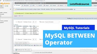 MySQL BETWEEN Operator - MySQL Tutorial | Letsfindcourse