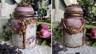 Vintage jar 💜🕊️💜 Decoupage 🌿 Mixedmedia 🌿 Tutorial