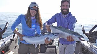 New Personal Best Rainbow Trout! Awesome Day Salmon \u0026 Trout Fishing on Lake Ontario!