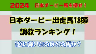 2024年日本ダービー馬を探せ！ #70　日本ダービー出走馬全18頭の調教ランキングを公開！唯一頭S評価で堂々の1位に輝いた馬はどの馬か。二冠を狙うジャスティンミラノの評価と順位は如何に。