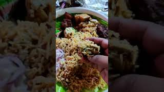 Eating Mutton Biryani and Ice Cream in Wedding Reception | Bannana Leaf Unlimited Buffet #Shorts