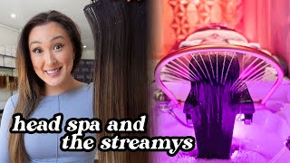 goodbye extensions, viral head spa + grwm for the streamys awards!