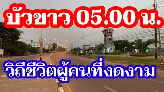 อำเภอกุฉินารายณ์ จังหวัดกาฬสินธุ์ ตอนเช้าตรู่ 05.00 น. ดูวิถีชีวิตของผู้คนสดใส สวยงาม