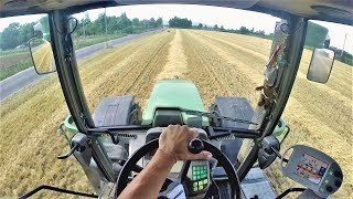 Cab View | Fendt 820 Vario + Krone Comprima V 150 XC | Baling Barley Straw