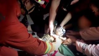 Firemen free boy's hand caught in juicer