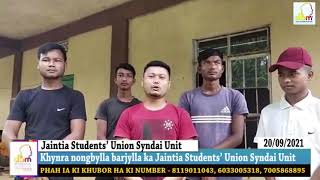 Khynra nongbylla barjylla ka Jaintia Students’ Union Syndai Unit