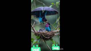 Mother Bird's Brave Protection in the Rain 🌧️🐦|Heartwarming wildlife Moment!#shortviral#mother