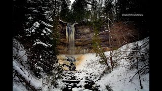 Winter at Munising Falls Munising Michigan 4k