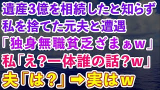 【スカッとする話】父の遺産3億を相続したと知らずに専業主婦の私を捨てた元夫と遭遇「独身無職貧乏ざまぁw」私「一体誰の話をしてるの？w」夫「は？」→実