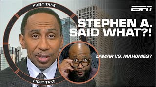 Stephen A. SHOCKS Swagu for choosing Lamar Jackson OVER Patrick Mahomes! 👀 | First Take