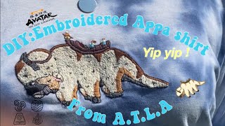 Avatar the last air bender: Appa embroidered Shirt💙 (DIY)