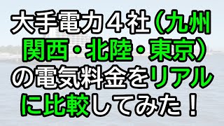 大手電力4社(九州・関西・北陸・東京)の電気料金をリアルに比較してみた！