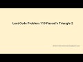 Leet Code problem 119 Pascals Triangle 2