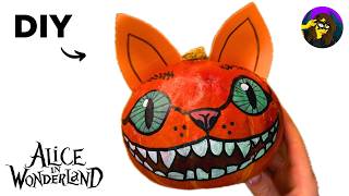 HOW TO MAKE Cheshire Cat Pumpkin ART | Alice in Wonderland DIY Halloween Decor