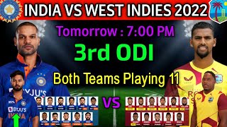 India vs West Indies 3rd ODI Match 2022 | India vs West Indies 3rd ODI Playing 11 | IND vs WI ODI