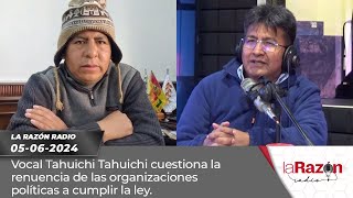 Vocal Tahuichi Tahuichi cuestiona la renuencia de las organizaciones políticas a cumplir la ley.