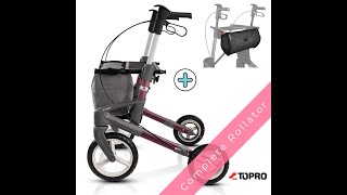 TOPRO Olympos Rollator with Rear Storage Bag and Back Support