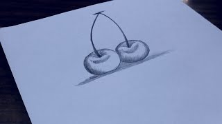 Easy art. How to draw cherry fruit.