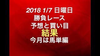 【競馬予想】2018 1/7 日曜日 勝負レース 予想と買い目 結果