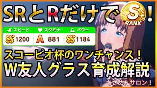 【ウマ娘】ダブル友人解説！SRとRだけでグラスワンダー育成/スコーピオ杯/チャンピオンズミーティング用/樫本理子/桐生院葵/キタサンブラック/初心者向け