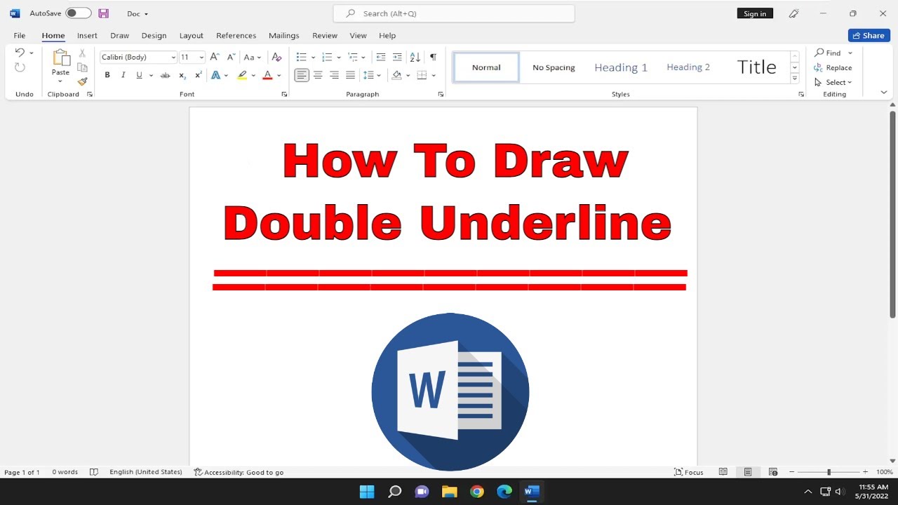 How To Draw A Double Underline In Microsoft Word Tutorial Youtube How To Draw A Double Underline In Microsoft Word Tutorial Youtube
