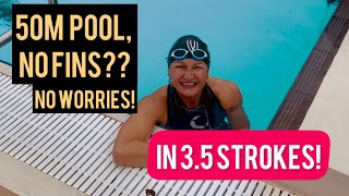 1 Breath / 50m pool DNF (Dynamic No Fins) technique/ 3.5 strokes