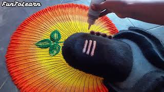 3d SHIVA LINGA rangoli by using waste rangoli.||simple and easy MahaShivaratri rangoli||@funtolearn