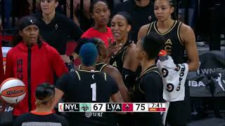 😳 A'ja Wilson HELD BACK By Teammates & Coach After Push To The Floor! | Las Vegas Aces vs NY Liberty