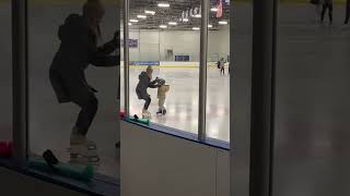 3-year-old Armie is beginning Snowplow Sam skating lessons on his Balance Blades hockey skates.