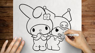 How to draw My Melody and Kuromi