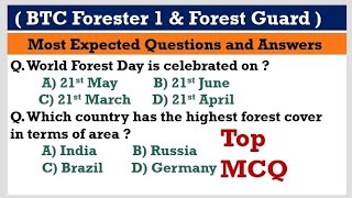 BTC Forester I and Forest Guard Exam 2024 || Top Assam gk mcq #forest Department