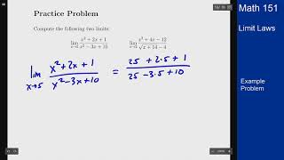 Calculus 1 - Example Problem - Evaluating Limits