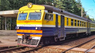 RETRO RVR ER-2R Electric Train Arrival and Departure from Soviet Station | Stock Footage - ASW Media