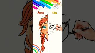 Anna VS. Elsa Drawing Tutorial | Draw Elsa and Anna Easy 🌈👸🏼 #frozen #drawing #shorts