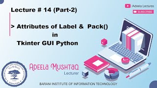 Attributes of Label & Pack() in Tkinter GUI Python