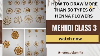 different 50 mehndi flower tutorial/ simple mehndi flower design/mehandi ka design/ henna flower