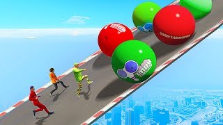 Pro Players Attempt IMPOSSIBLE Bowling Ball Avalanche! (GTA 5 Funny Moments)