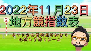 2022年11月23日地方競馬指数表　推奨馬　お試し予想