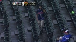 Young fan makes a nice grab on foul ball