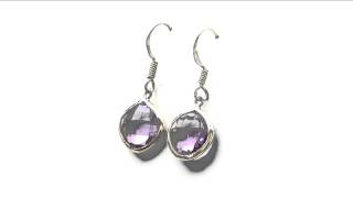 Johareez 10.92CTW Genuine Amethyst 14K Yellow Gold Plated .925 Sterling Silver Earrings