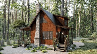 🏡 Cozy 16'x26' (5x8m) Log Cabin with Loft \u0026 Stone Chimney | Smart Floor Plan Tour 🏡