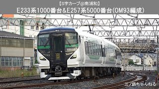 【S字カーブ@南浦和】 E233系1000番台(157編成)\u0026E257系5000番台(OM93編成) 2022年16時55分