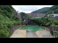 ドローン空撮　新潟県・湯沢町・奥清津発電所・二居ダム・下流排水口・前進