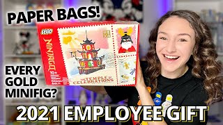 Unboxing the RARE 2021 LEGO Employee Holiday Gift! (EVERY GOLD NINJAGO MINIFIG?!?)